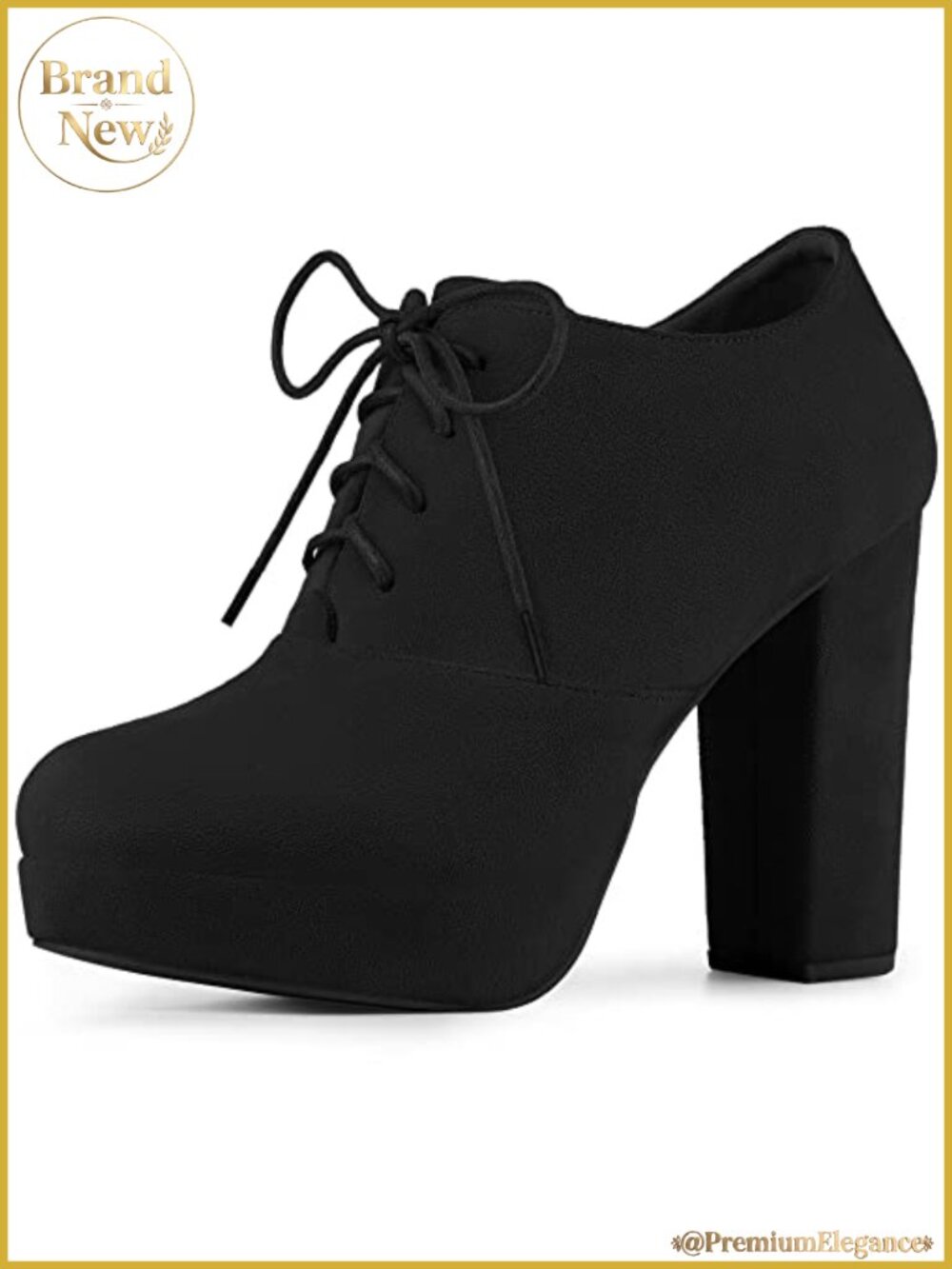 Faux Suede Platform Chunky Heel Lace Up Ankle Booties